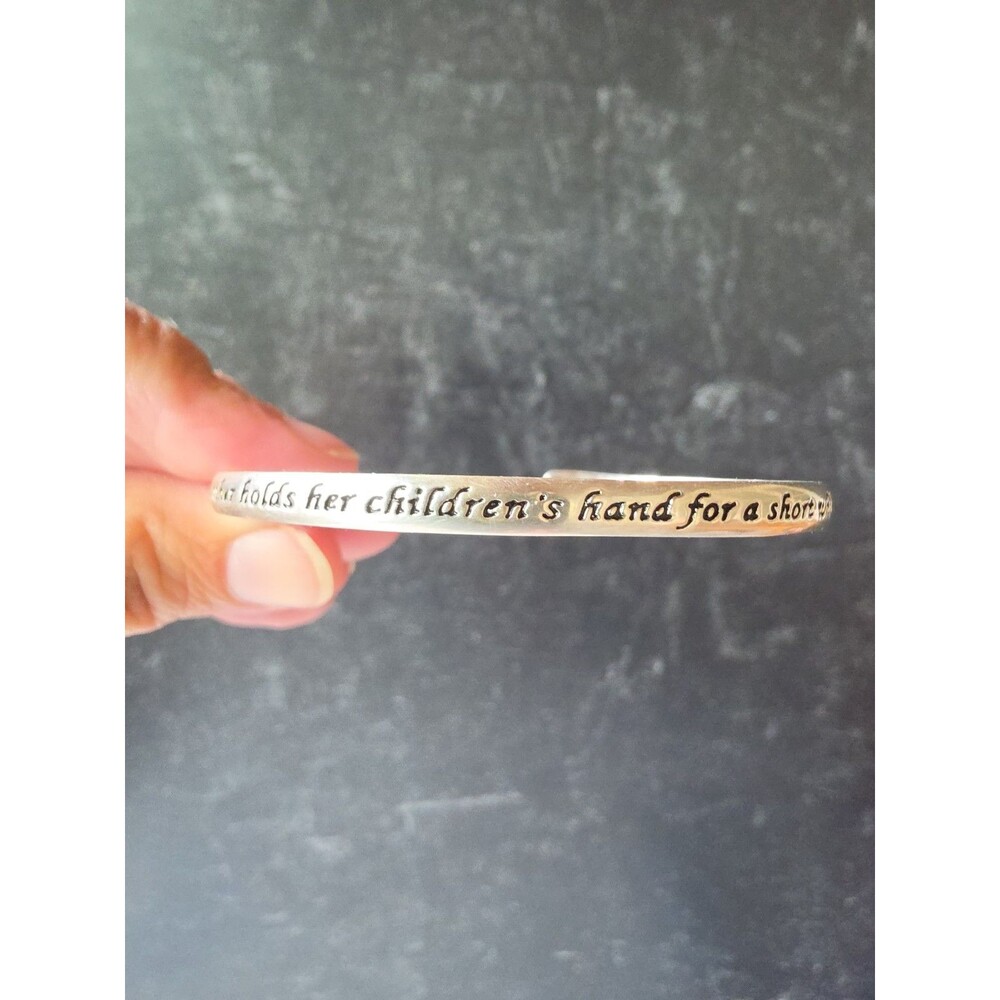 925 "A Mother Holds Her Children's Hand For A Short While But Their Hearts" Cuff